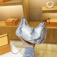 Chain Detail Leather Shoulder Bag