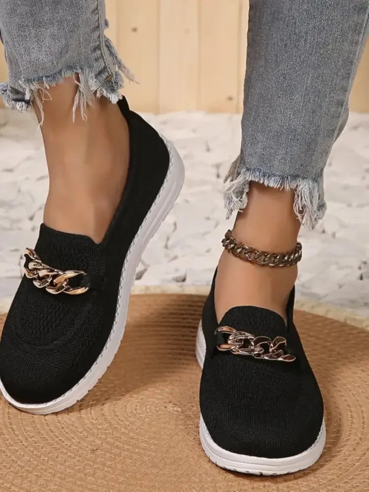 Chain Detail Mesh Slip-Ons
