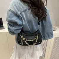 Chain-Embellished Shoulder Bag