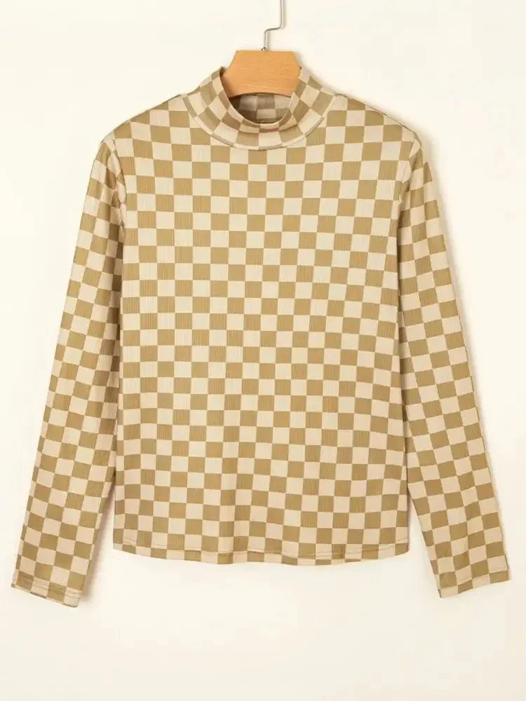 Check Pattern Turtleneck Slim Long Sleeve Tee - Update AvenueT-ShirtsTrendsi1001008437083861001008437083863c2afa0148244c17b561d4cd5b9ac3f4 - Max - OriginTan