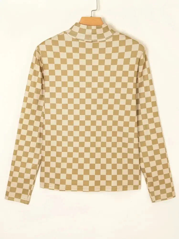 Check Pattern Turtleneck Slim Long Sleeve Tee - Update AvenueT-ShirtsTrendsi1001008437083861001008437083869fd446cb991040178067072532b04671 - Max - OriginTan