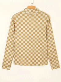 Check Pattern Turtleneck Slim Long Sleeve Tee - Update AvenueT-ShirtsTrendsi1001008437083861001008437083869fd446cb991040178067072532b04671 - Max - OriginTan