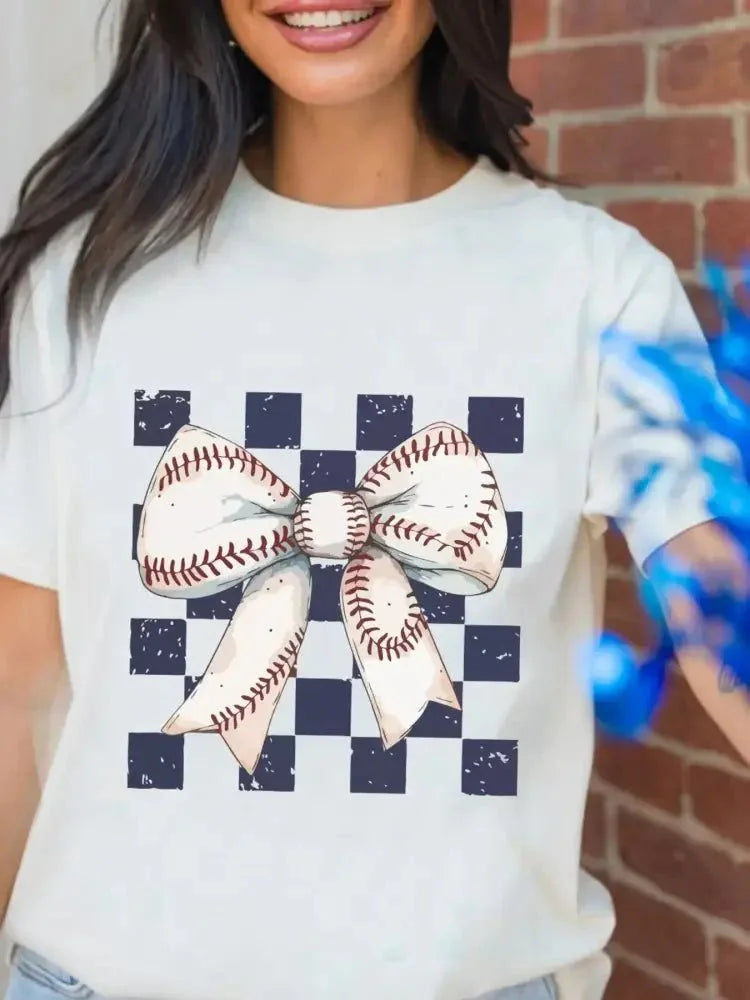 Checkered Bowknot Graphic Crew Neck T Shirt - Update AvenueT-ShirtsTrendsi100100094899504100100094899504e0226680ea4a4c49b7c066281cd73677 - Max - OriginWhite