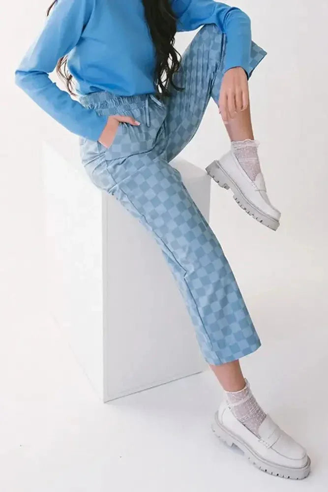 Checkered Elastic High Waist Loose Casual Pants - Update AvenueTrendsi1001001652116581001001652116588c4bdffd - d5ee - 4ecf - be34 - 303af9eaca9d - Max - OriginLight Blue