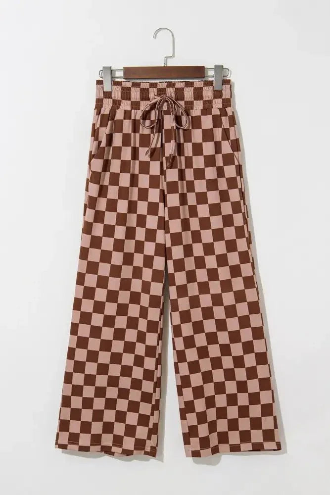 Checkered Elastic High Waist Loose Casual Pants - Update AvenueTrendsi1001001652193391001001652193390e4b4443 - f1b8 - 4e74 - b0bd - 6ac1adfac363 - Max - OriginCamel