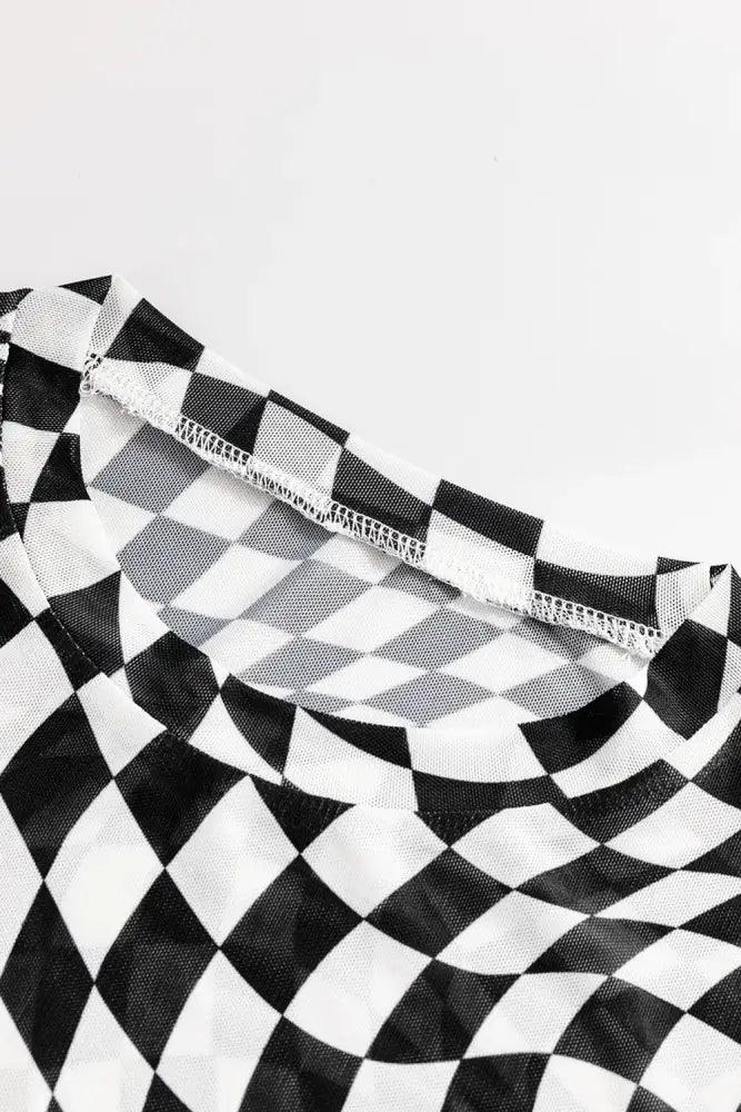 Checkered Mock Neck Long Sleeve Blouse - Update AvenueTrendsi1001003973903271001003973903276606145e - 2e13 - 4afc - 9194 - 21d43304f177 - MaxBlack