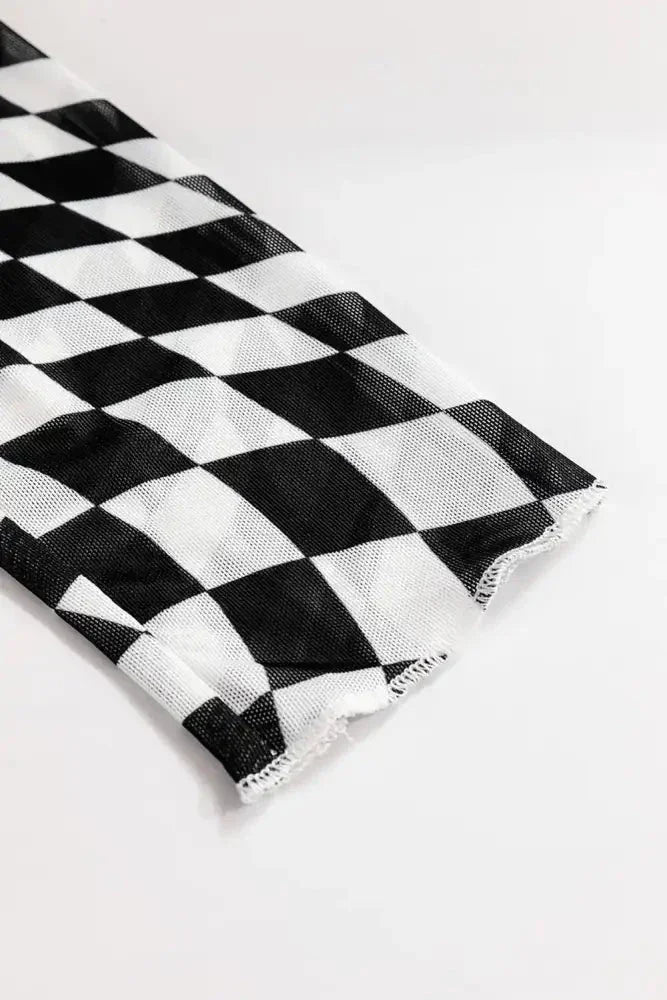 Checkered Mock Neck Long Sleeve Blouse - Update AvenueTrendsi1001003973903271001003973903270986faab - dd16 - 4f84 - 96d5 - c7c23bd25b03 - MaxBlack