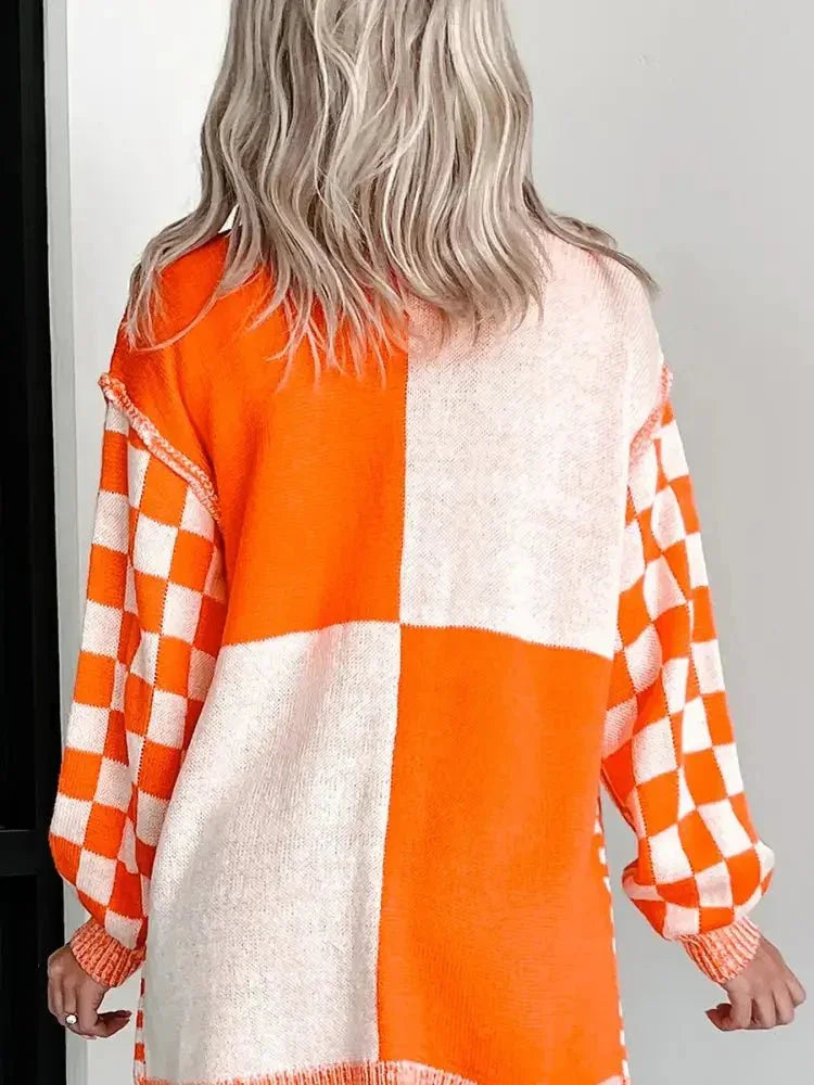 Checkered Pattern Open Front Cardigan - Update AvenueTrendsi100100388401162100100388401162d37775cc - 5409 - 4e55 - 990d - c18ef9e622a4 - Max - OriginTangerine