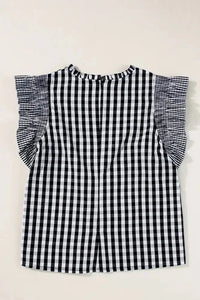 Checkered Ruffled Sleeve Frilled Neck Blouse - Update AvenueTrendsi1001000896409441001000896409449d02edd6 - 938f - 4a3e - 9ab8 - 0004e3217334 - MaxBlack