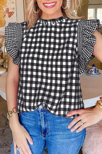 Checkered Ruffled Sleeve Frilled Neck Blouse - Update AvenueTrendsi100100089640944100100089640944ebde9d19 - 1968 - 4179 - a38d - d93768b46e47 - MaxBlack