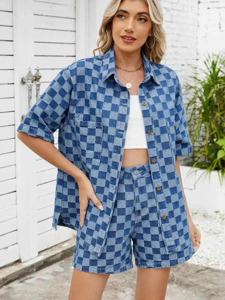 Checkered Shirt and Shorts Denim Set - Update AvenueTrendsi100100260911308100100260911308482aa232 - ca9e - 4f95 - b08c - c951280e5cf7 - MaxMedium