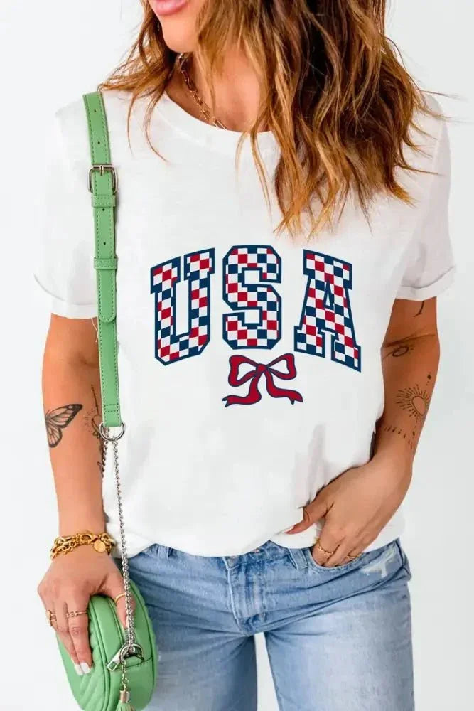 Checkered USA Graphic Round Neck Tee - Update AvenueT-ShirtsTrendsi10010023702962210010023702962264acacd1 - 8221 - 43d3 - 9e77 - f63c302c039a - Max - OriginWhite