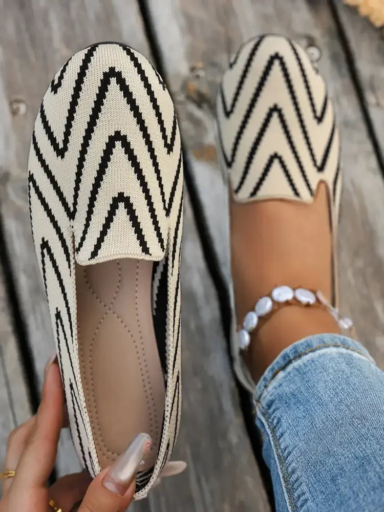 Chevron Pattern Flat Slip-Ons