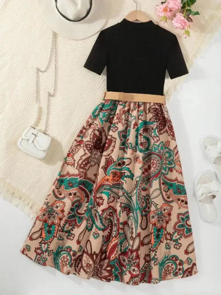 Children's Printed Short Sleeve Dress - Update AvenueKidsTrendsi1001001214216911001001214216912b2b5b8ac778421088d3f030dfb8a29f - Max - OriginTan