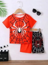 Children's Spider Round Neck Short Sleeve T-Shirt and Pants Set - Update AvenueHalloweenTrendsi100300189456522100300189456522574dc4b6 - be53 - 4cb0 - 85d6 - 8540bd5fa892 - MaxRed