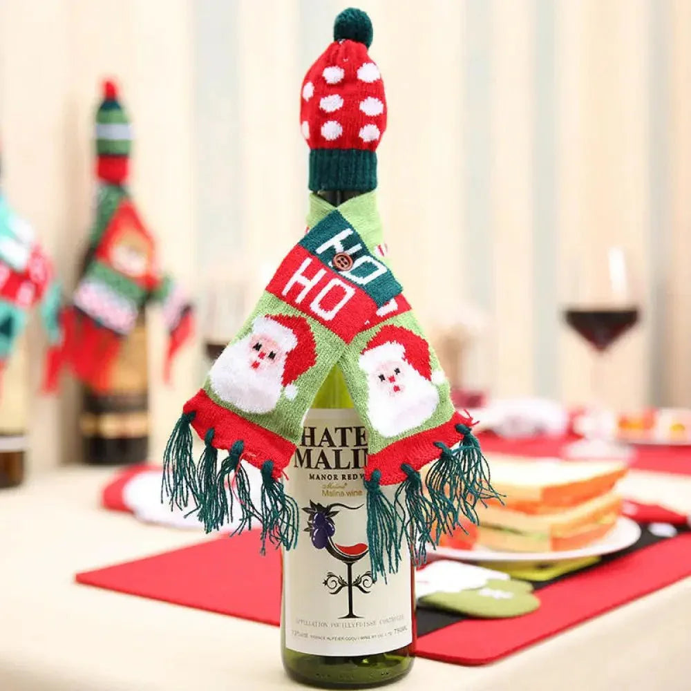 Christmas Hat and Scarf Wine Bottle Decoration - Update AvenueHome Decor AccentsTrendsi101400719394274101400719394274Christmas Hat and Scarf Wine Bottle DecorationStyle A