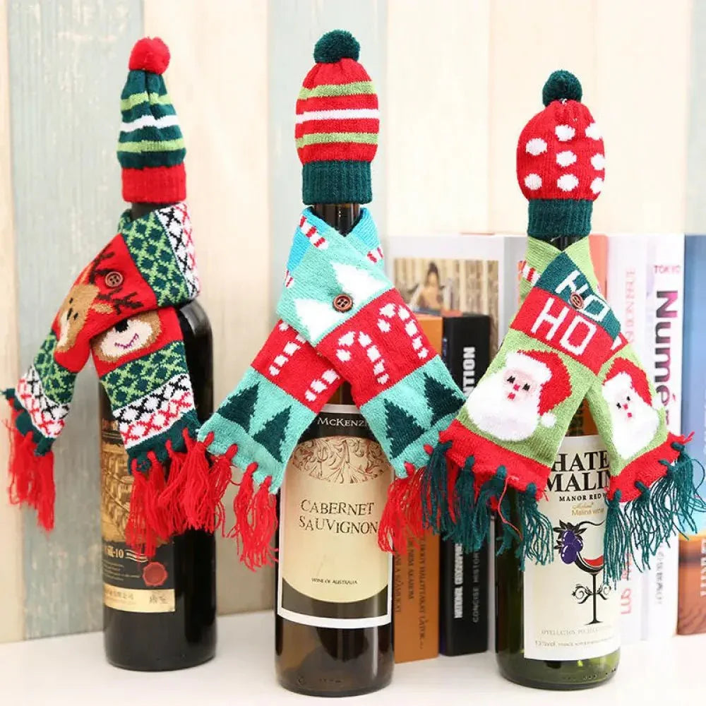 Christmas Hat and Scarf Wine Bottle Decoration - Update AvenueHome Decor AccentsTrendsi101400719394274101400719394274Christmas Hat and Scarf Wine Bottle DecorationStyle A