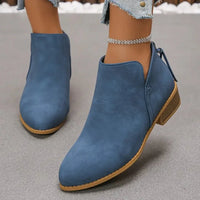 Classic Block Heel Ankle Boots - Update AvenueTrendsi100600525485125100600525485125Classic Block Heel Ankle BootsBlue