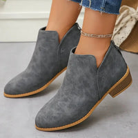 Classic Block Heel Ankle Boots - Update AvenueTrendsi100600525486982100600525486982Classic Block Heel Ankle BootsGrey