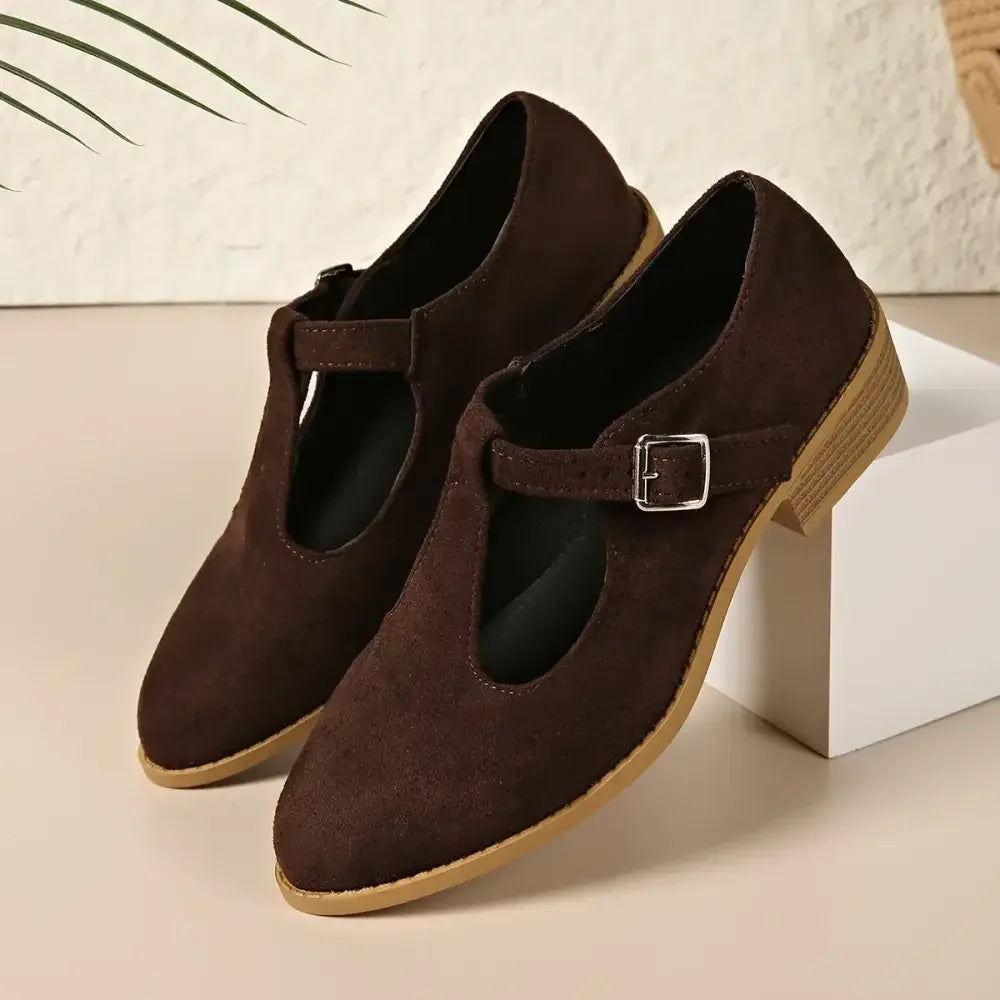 Classic Suede Block Heel Slip-Ons