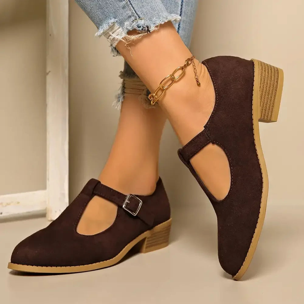 Classic Suede Block Heel Slip-Ons