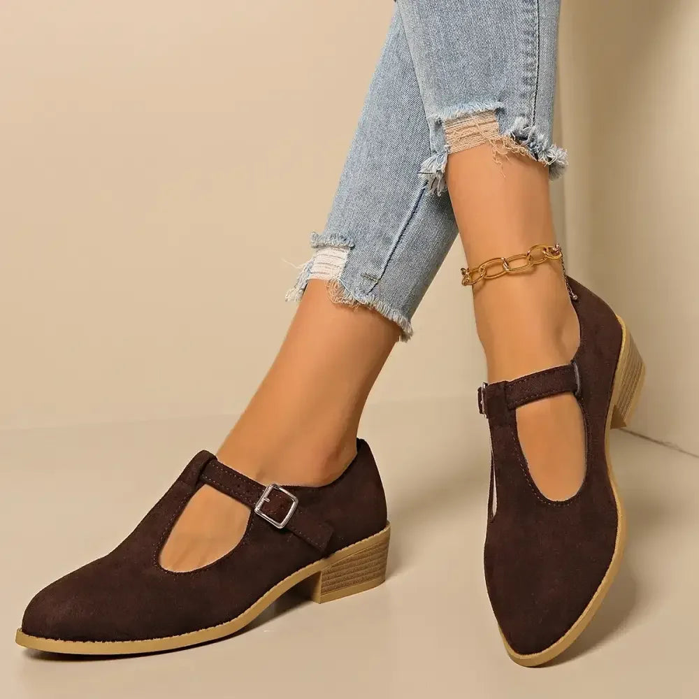 Classic Suede Block Heel Slip-Ons