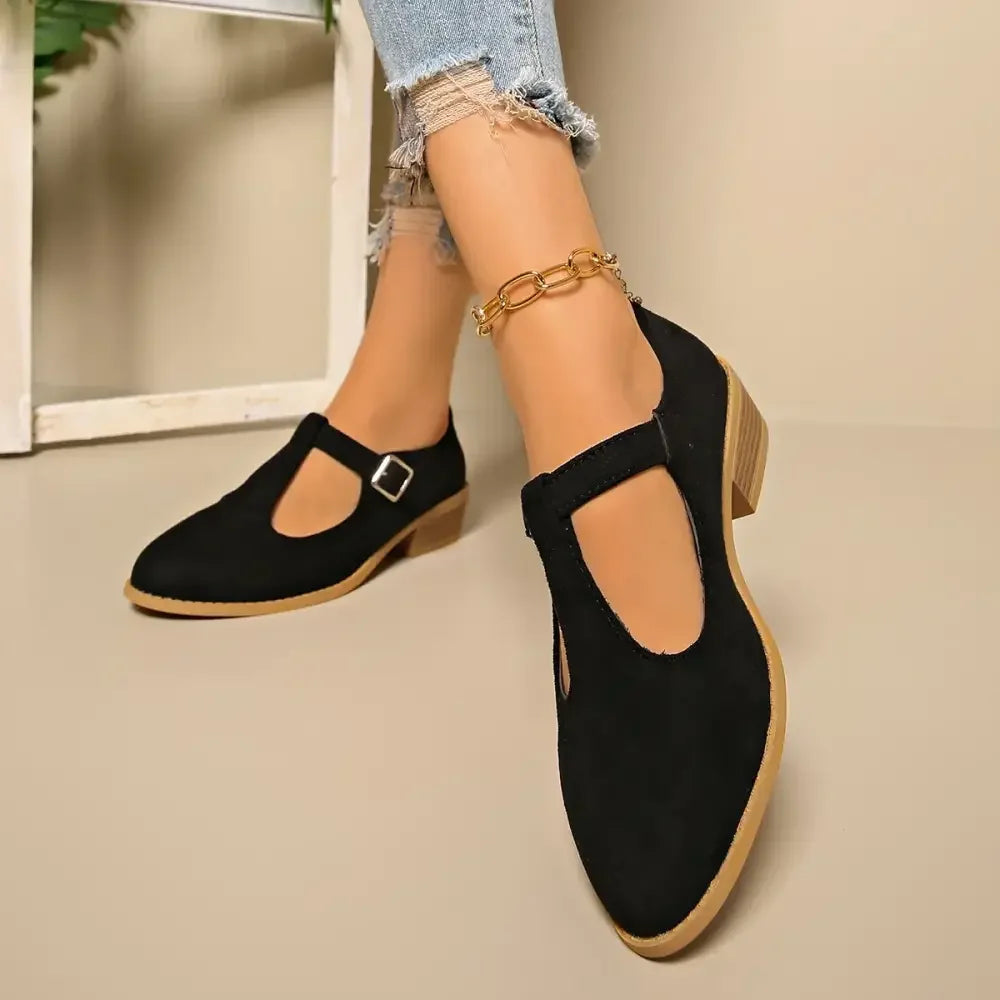 Classic Suede Block Heel Slip-Ons