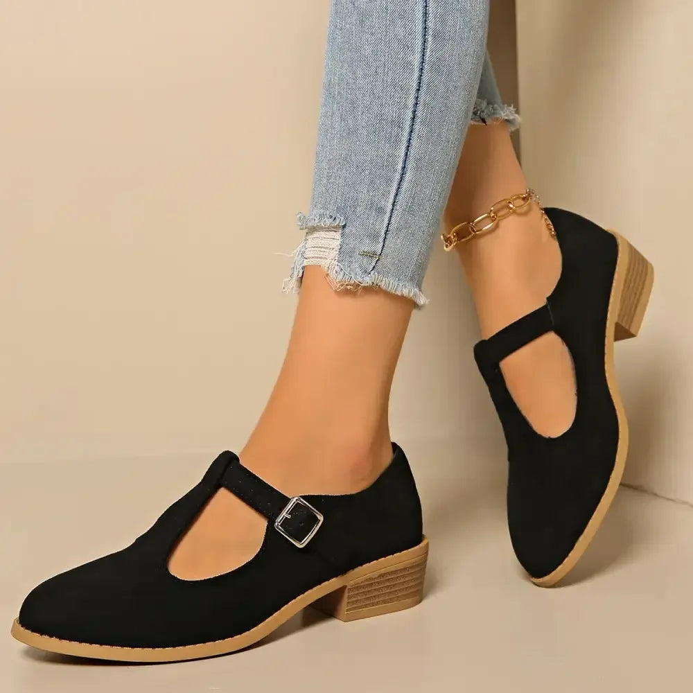 Classic Suede Block Heel Slip-Ons