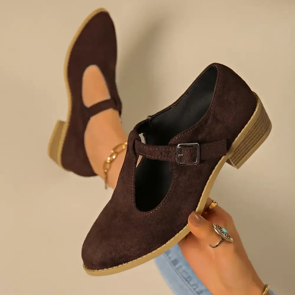 Classic Suede Block Heel Slip-Ons