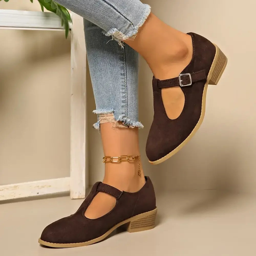 Classic Suede Block Heel Slip-Ons