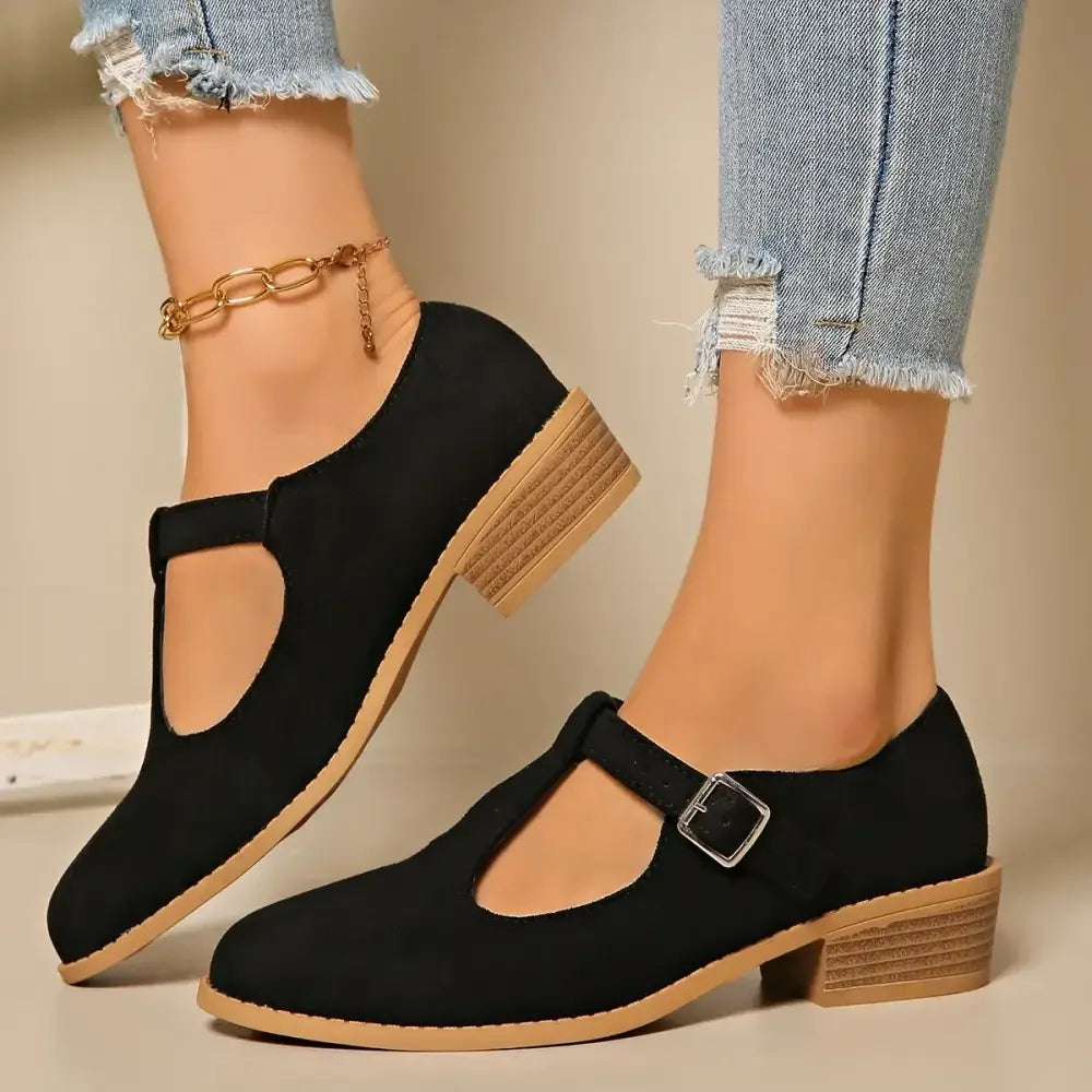 Classic Suede Block Heel Slip-Ons