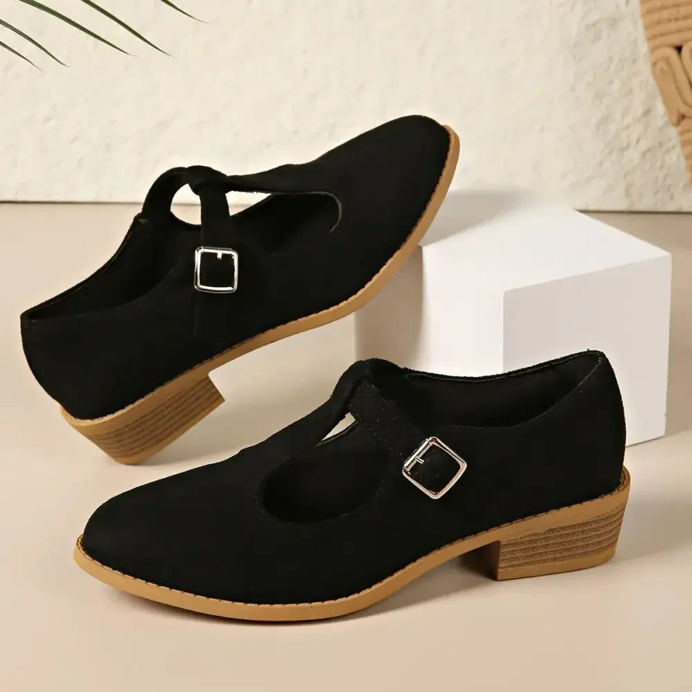 Classic Suede Block Heel Slip-Ons