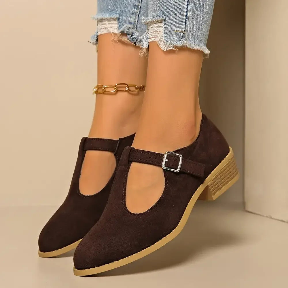 Classic Suede Block Heel Slip-Ons