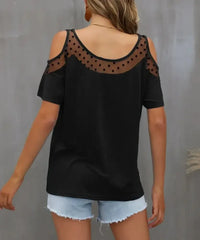 Cold Shoulder Mesh Polka Dot Top - Update AvenueT-ShirtsTrendsi100100039281313100100039281313d7c495b9 - 73e4 - 498d - 92ea - db0b70031403 - Max - OriginBlack
