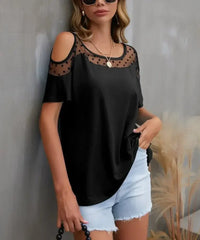 Cold Shoulder Mesh Polka Dot Top - Update AvenueT-ShirtsTrendsi1001000392813131001000392813130f56983d - 1aa2 - 4303 - 8bc8 - e9b1af682de9 - Max - OriginBlack