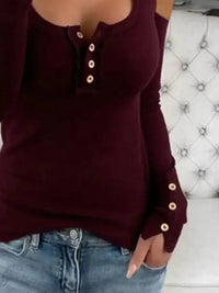Cold Shoulder Ribbed Henley T-Shirt with Button Detail - Update AvenueT-ShirtsTrendsi100100127711984100100127711984f1168d73 - a452 - 4740 - 9ade - c2a2523226cf - Max - OriginBurgundy