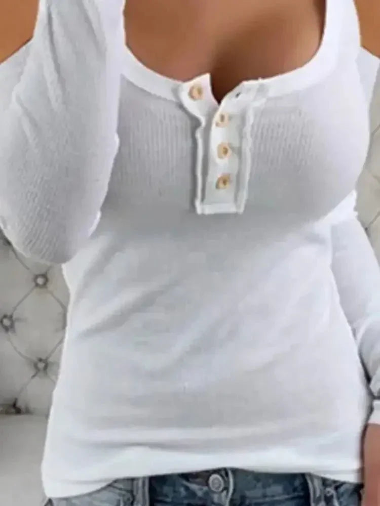 Cold Shoulder Ribbed Henley T-Shirt with Button Detail - Update AvenueT-ShirtsTrendsi100100127718393100100127718393a6b320a5 - ae8e - 4627 - a8da - 6ed02b1006aa - Max - OriginWhite
