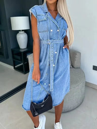 Collared Neck Cap Sleeve Denim Dress - Update AvenueDenim Dresses & SkirtsTrendsi100100775393088100100775393088485876b2 - 5012 - 49a7 - 8e34 - 92e4427ce545 - MaxLight