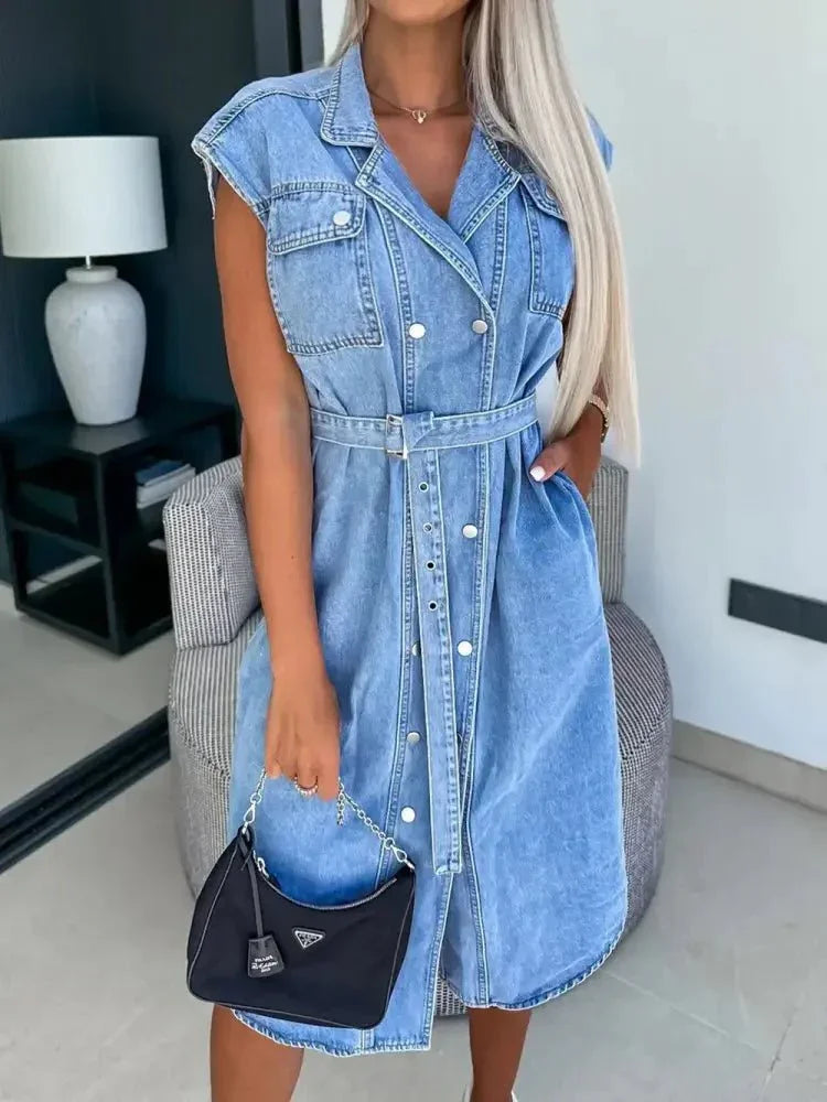 Collared Neck Cap Sleeve Denim Dress - Update AvenueDenim Dresses & SkirtsTrendsi100100775393088100100775393088bdae1684 - ea2d - 4ccf - 9218 - 2ab5a81cd318 - MaxLight