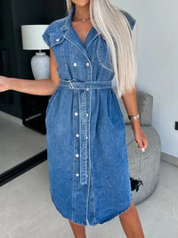 Collared Neck Cap Sleeve Denim Dress - Update AvenueDenim Dresses & SkirtsTrendsi100100775397913100100775397913a18b6e53 - dbf7 - 475b - b997 - 2a40c0a66176 - MaxMedium