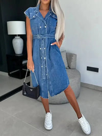 Collared Neck Cap Sleeve Denim Dress - Update AvenueDenim Dresses & SkirtsTrendsi1001007753979131001007753979132ffaeed5 - 9deb - 418f - 8793 - 173921e094ae - MaxMedium