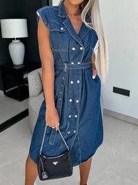 Collared Neck Cap Sleeve Denim Dress - Update AvenueDenim Dresses & SkirtsTrendsi100100775399120100100775399120f337d888 - 5b73 - 4ca1 - b757 - 2f5b30d6b3ae - MaxDark
