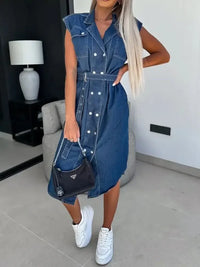 Collared Neck Cap Sleeve Denim Dress - Update AvenueDenim Dresses & SkirtsTrendsi100100775399120100100775399120630658a9 - 887d - 4755 - bcbb - c822469425d2 - MaxDark