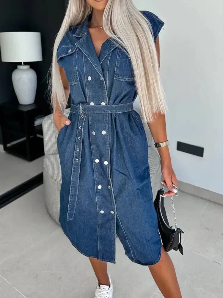 Collared Neck Cap Sleeve Denim Dress - Update AvenueDenim Dresses & SkirtsTrendsi10010077539912010010077539912073c64580 - 5639 - 4004 - b4cd - 524ddd099a1b - MaxDark