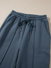 Collared Sweatshirt and High Waist Pants Active Set