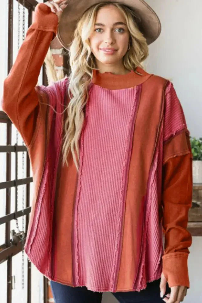 Color Block Exposed Seam Top - Update AvenueTrendsi100101291629573100101291629573591dbdd0ce2c414f83db02d55b1f6cf4 - MaxOrange - Red