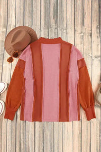 Color Block Exposed Seam Top - Update AvenueTrendsi1001012916295731001012916295734f263894f4204f199a85da2d66875543 - MaxOrange - Red