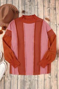 Color Block Exposed Seam Top - Update AvenueTrendsi10010129162957310010129162957399bf9871e1f34c0dab9b902bc07b9ee0 - MaxOrange - Red