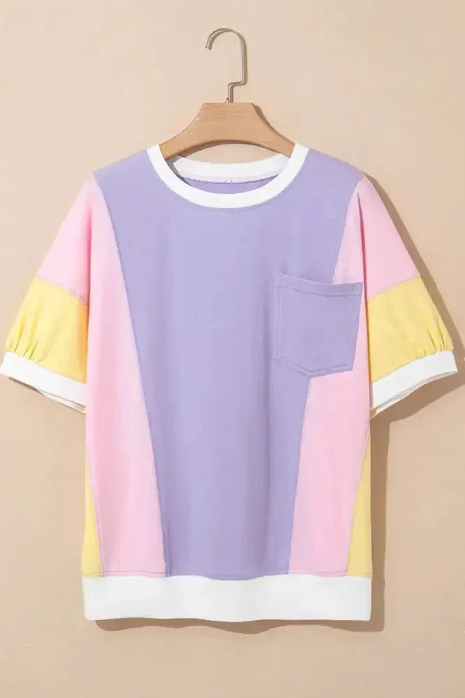 Color Block Patchwork Half Sleeve Oversized T Shirt - Update AvenueT-ShirtsTrendsi100100691329086100100691329086d6241d05 - afb8 - 4fdd - b485 - 05ba048528d7 - Max - OriginLavender