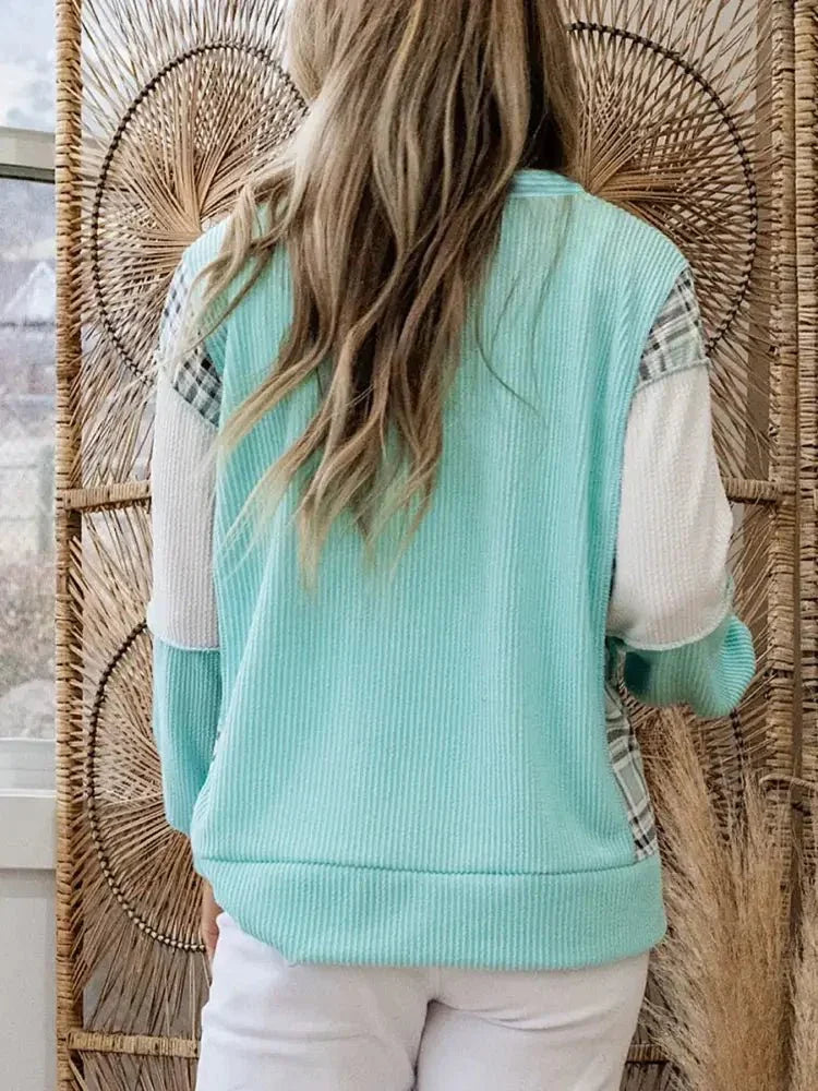 Color Block Plaid Notched Long Sleeve Top - Update AvenueTrendsi100100788961566100100788961566679c5c96 - 4893 - 4fb4 - a8c9 - a8dea92abbe9 - Max - OriginTiffany Blue